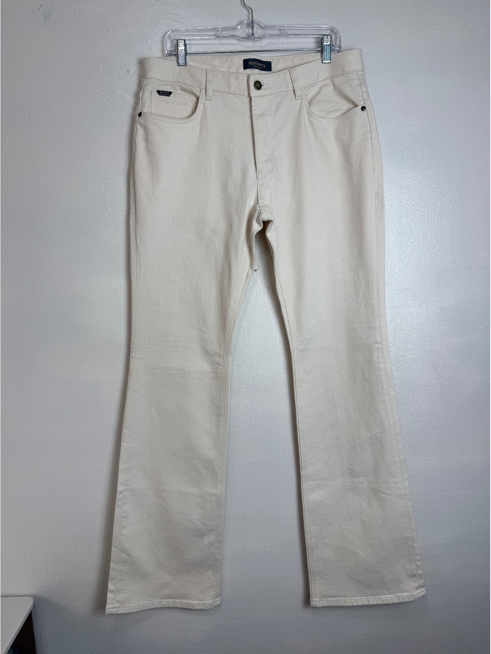 Hockerty Made to Measure Men’s Cream Off White Straight Leg Jeans Pants W37 L35